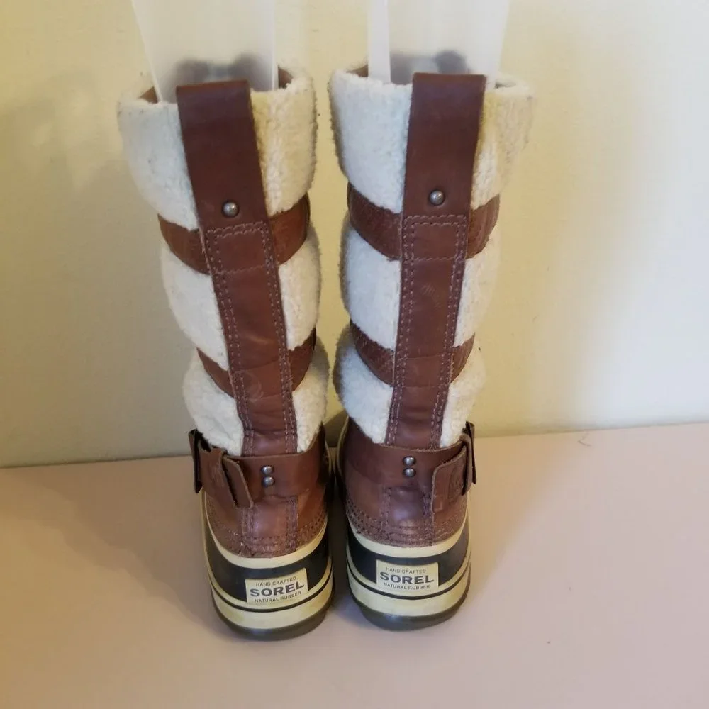 Sorel 7 Brown Tall Boots Helen of Tundra Leather‎ Waterproof Zip Up